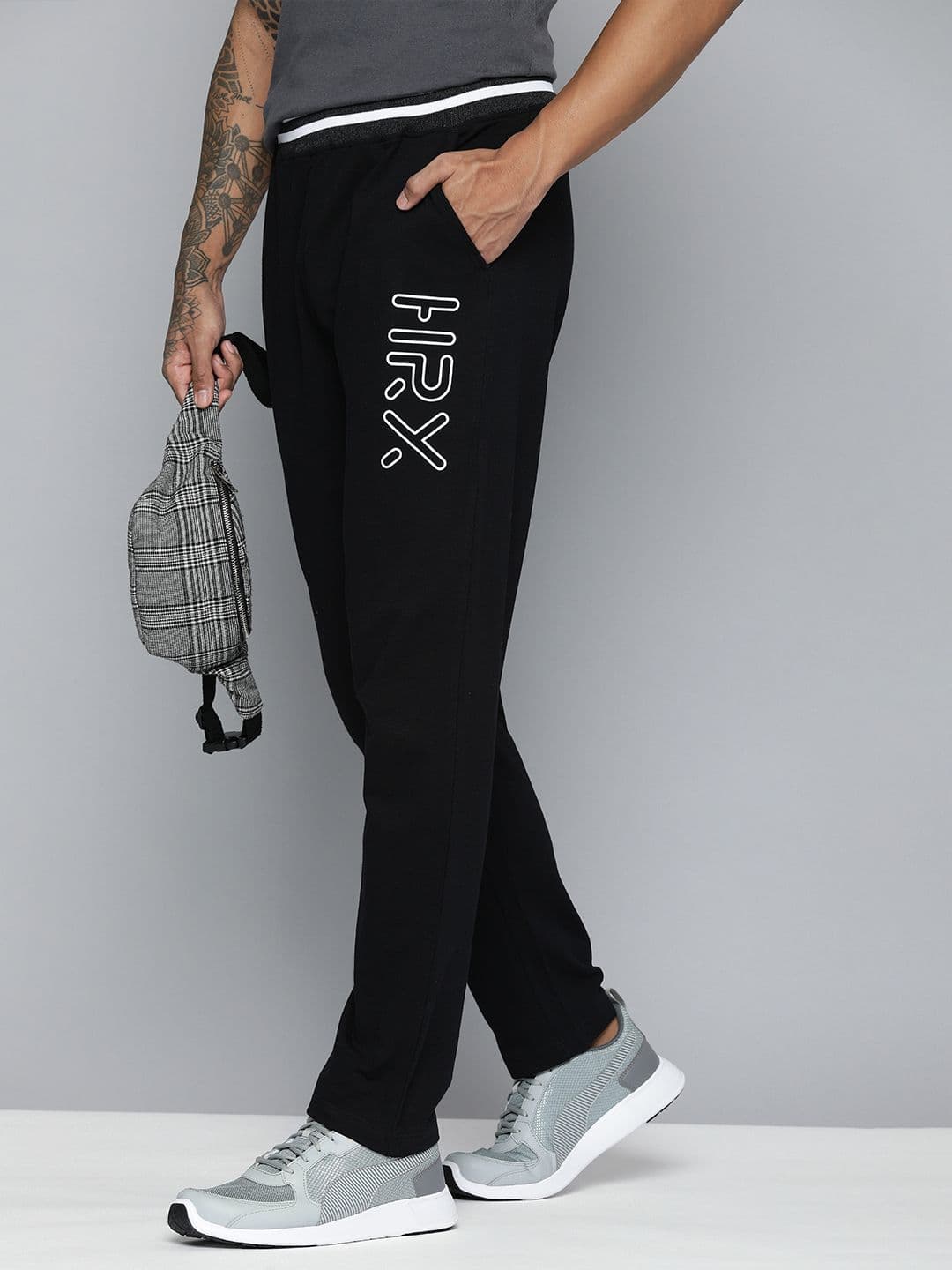 HRX by Hrithik Roshan Men Black Printed Detail Regular Fit Track pants - view 1