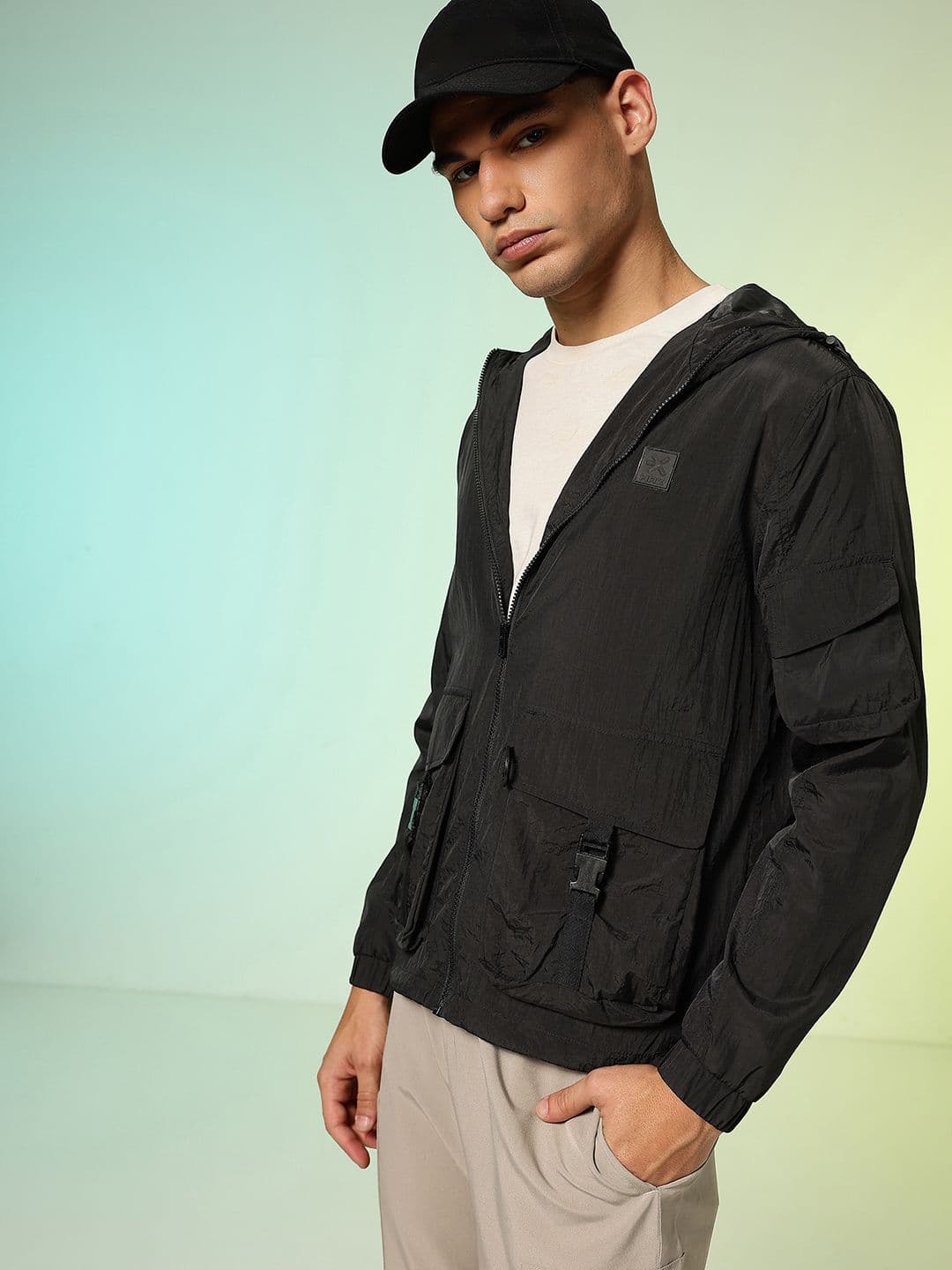 HRX by Hrithik Roshan Utility Pockets Hooded Tailored Jacket - view 1