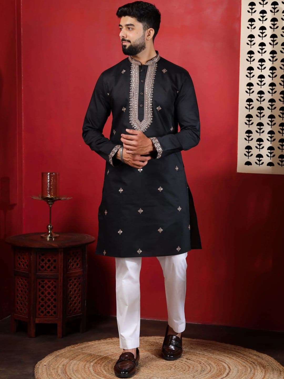 Koshin Men Embellished Mirror Work Kurta - view 1