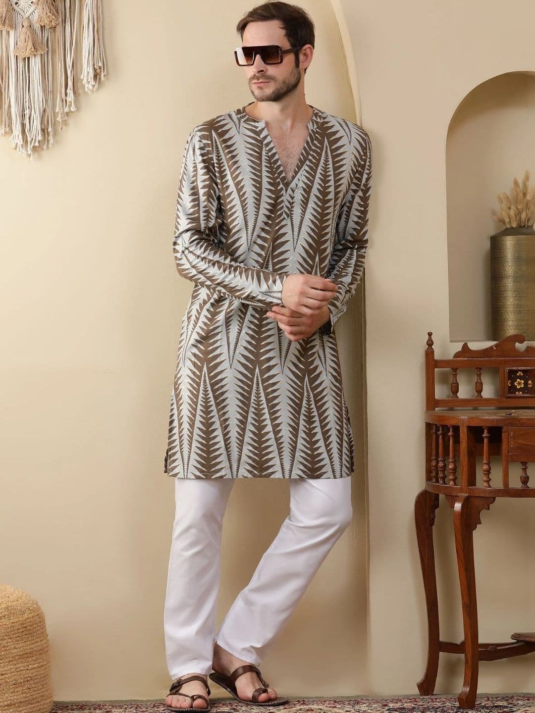 Anouk Men Geometric Printed Kurta - view 1