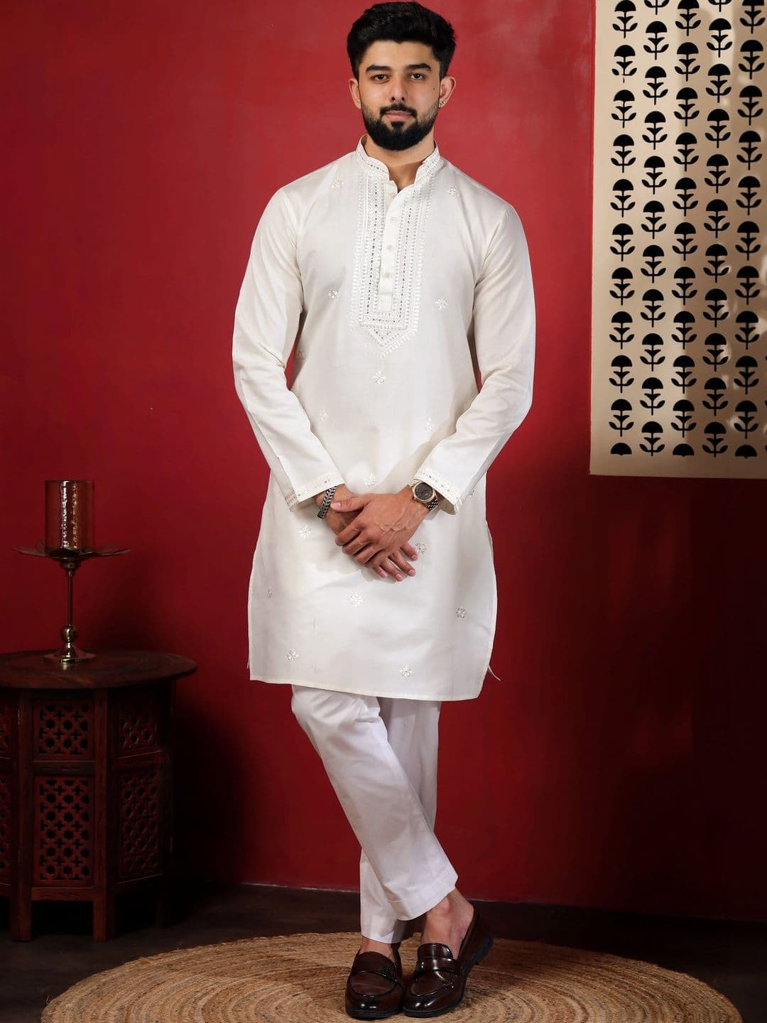 Koshin Men Embellished Thread Work Kurta - view 1