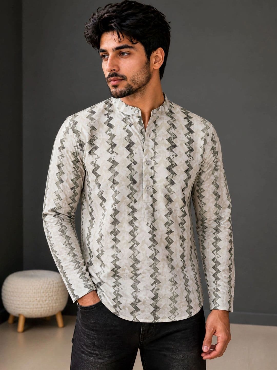 SZN Men Geometric Printed Kurta - view 1