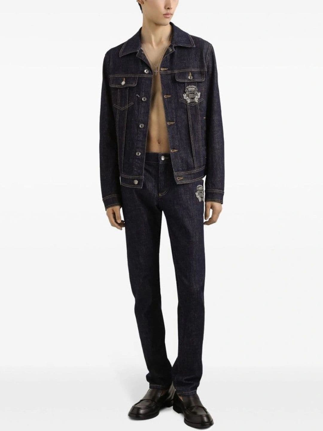 Dolce & Gabbana Men Denim Jacket with Embroidered - view 1