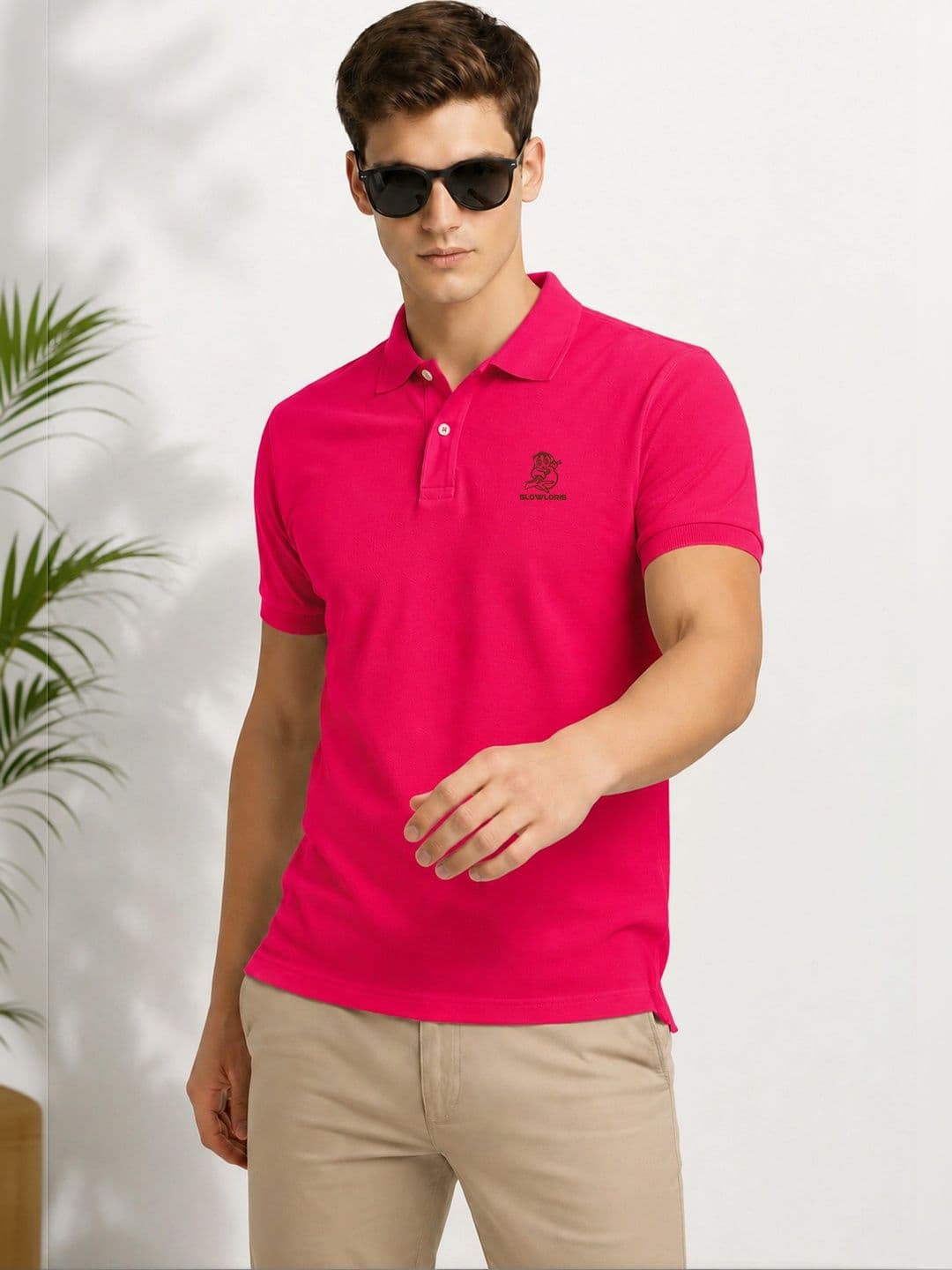SLOWLORIS Men Brand Logo Polo Collar T-shirt - view 1