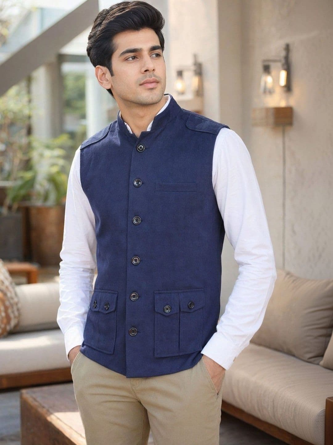 VASTRA BY LARA Mandarin Collar Nehru Jackets - view 1