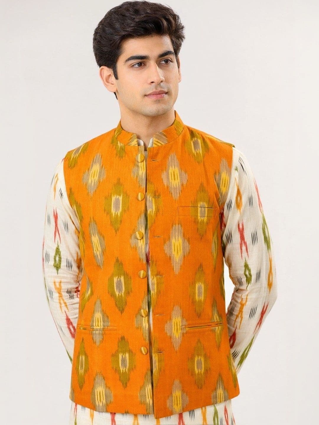 VASTRA BY LARA Printed Mandarin Collar Nehru Jackets - view 1