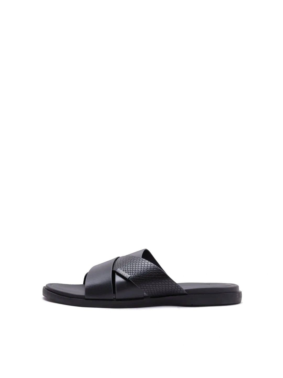 RARE RABBIT RAREZ Groove Men Black Leather Sandal - view 1