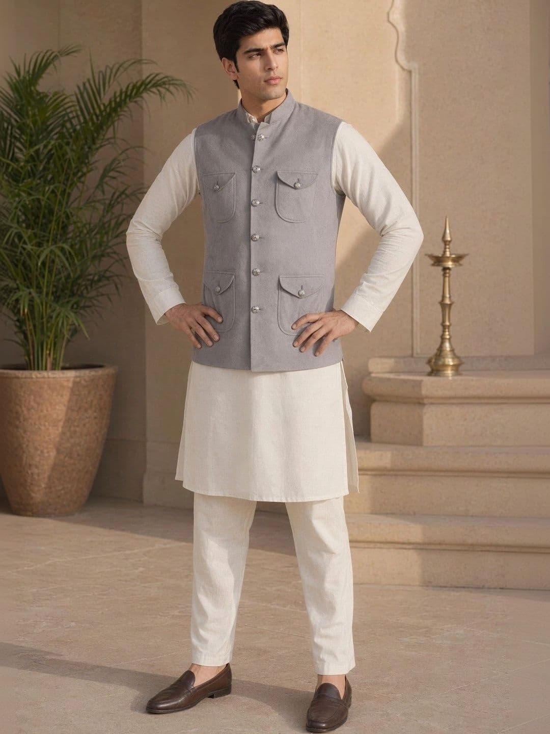 VASTRA BY LARA Suede Woven Nehru Jackets - view 1