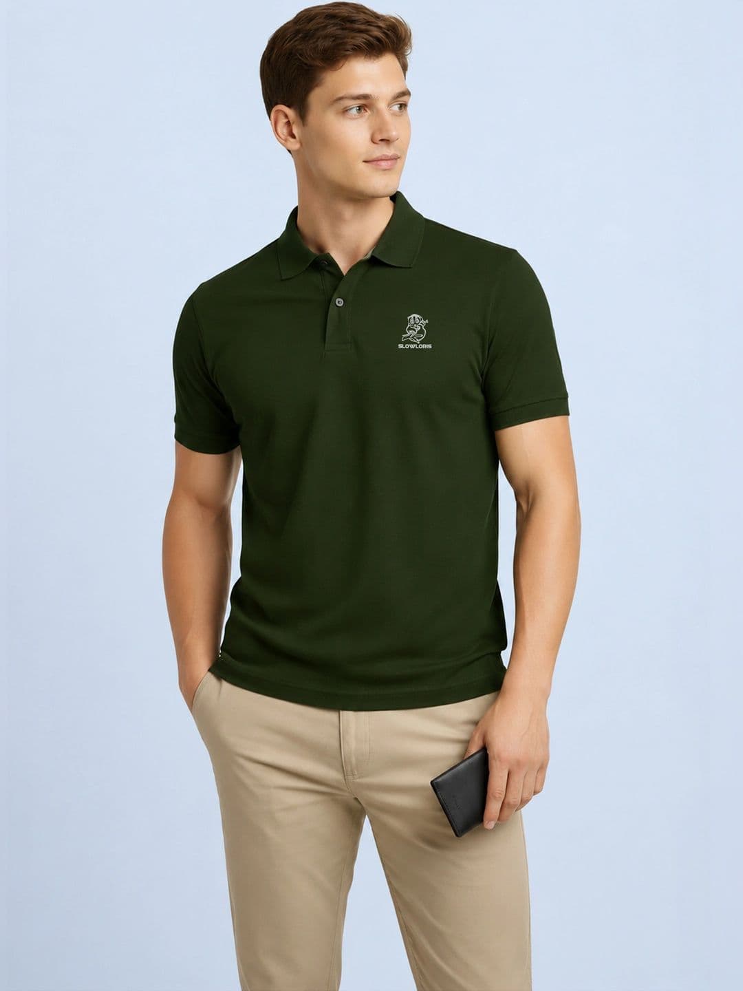 SLOWLORIS Men Brand Logo Polo Collar T-shirt - view 1