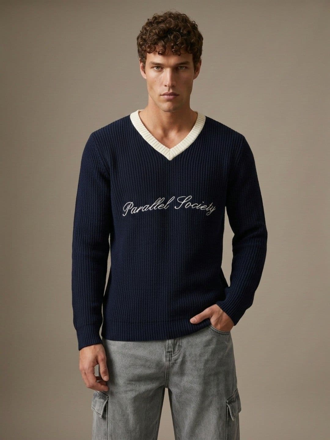 glitchez V-Neck Knitted Pullover - view 1