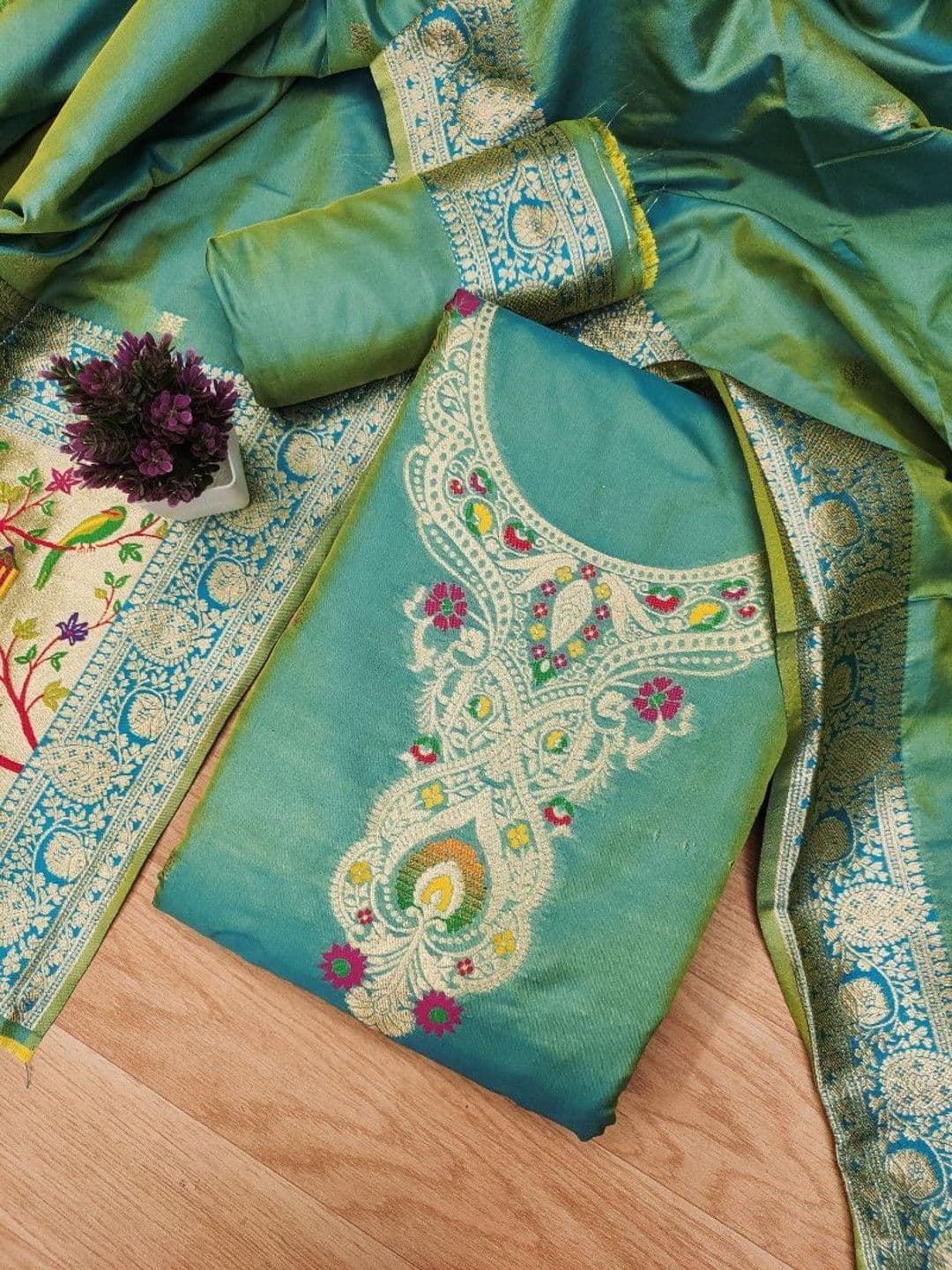 Mitera Embroidered Unstitched Dress Material - view 1
