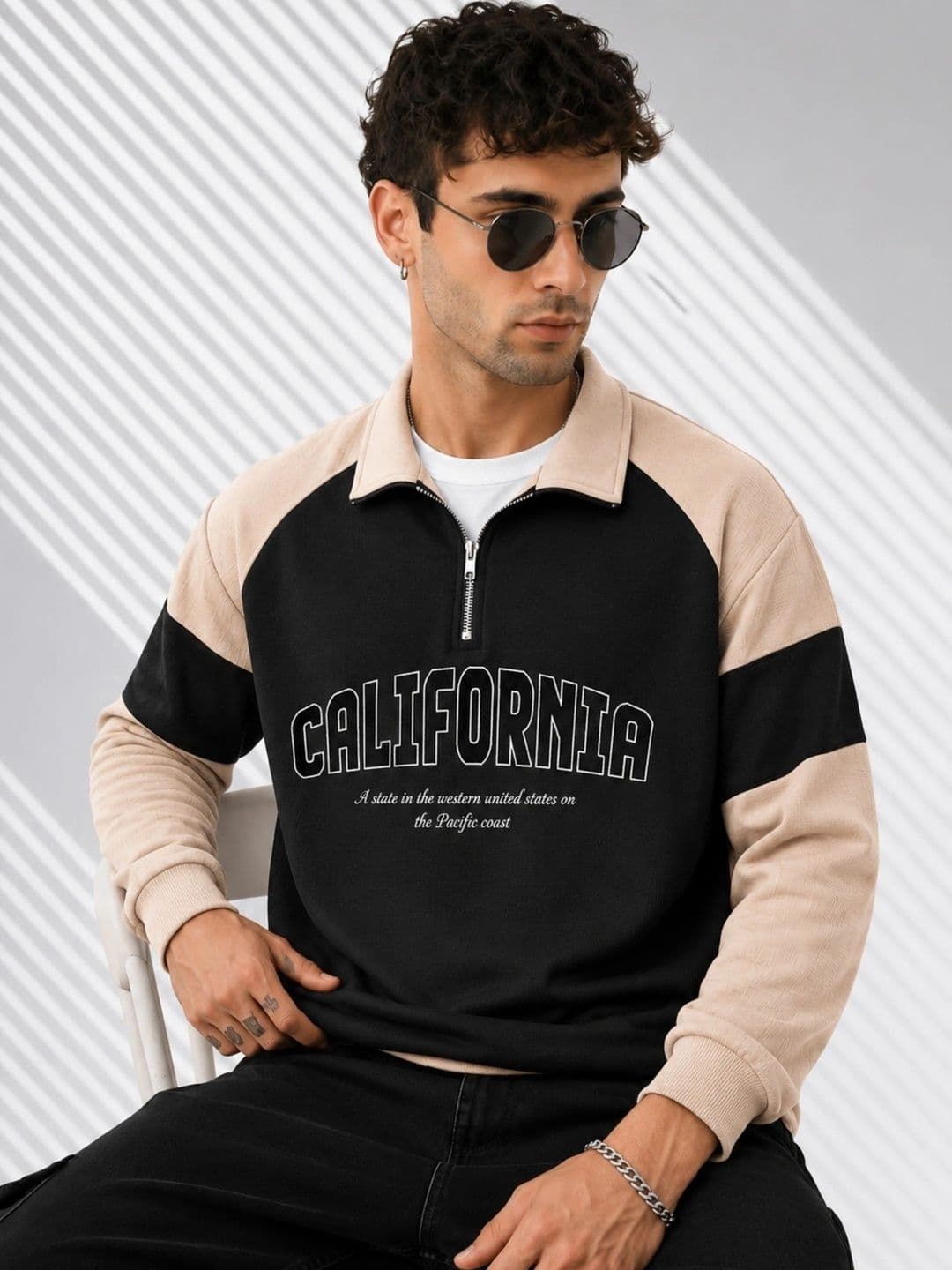 JUMPCUTS Men Typography Colourblocked Polo Collar T-shirt - view 1