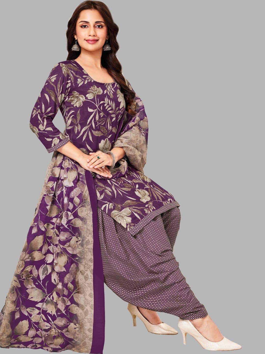 Simmu Printed Pure Cotton Unstitched Dress Material - view 1