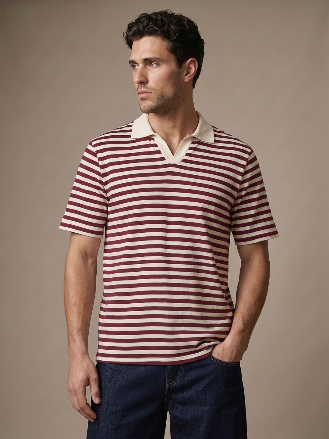 glitchez Striped Polo Collar T-shirt - view 1