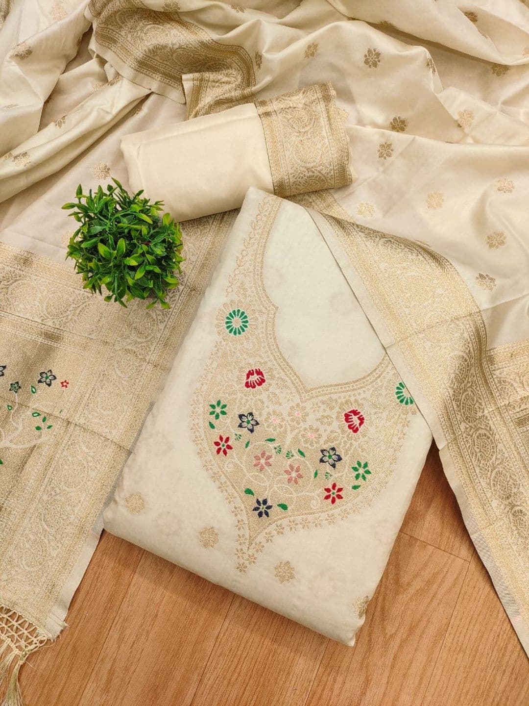 HERE&NOW Pure Silk Unstitched Dress Material - view 1