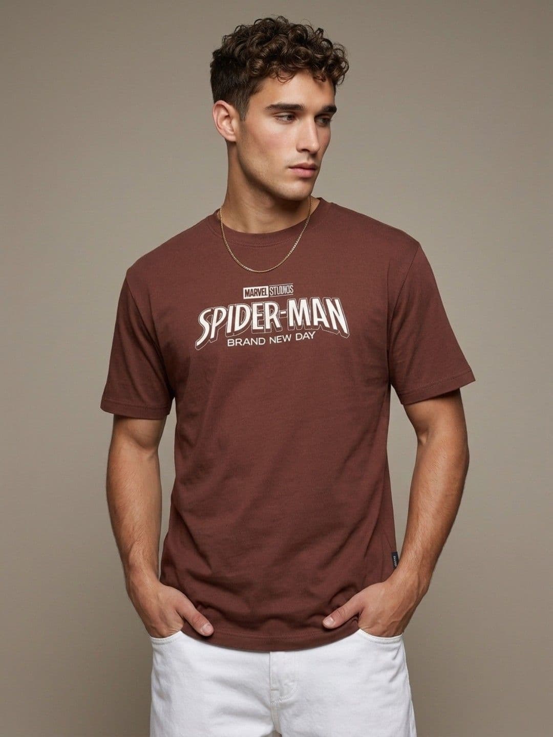 glitchez Spider Man Printed Drop-Shoulder Sleeves T-shirt - view 1