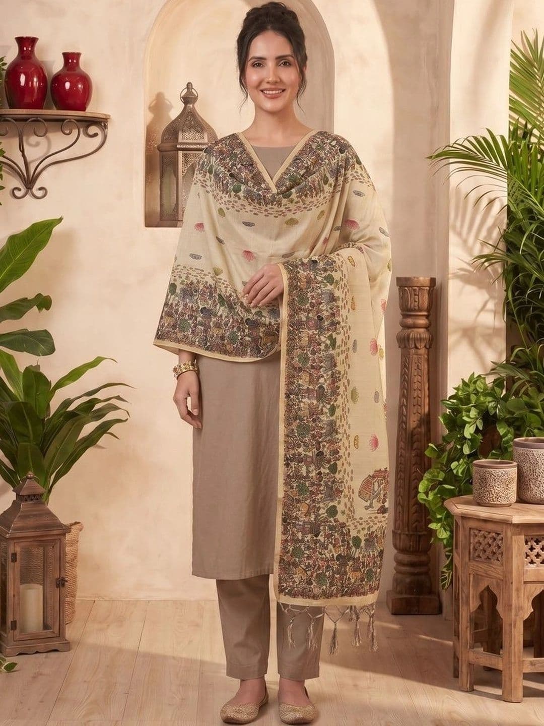 LUMIN KNOT Printed Kalamkari Dupatta - view 1