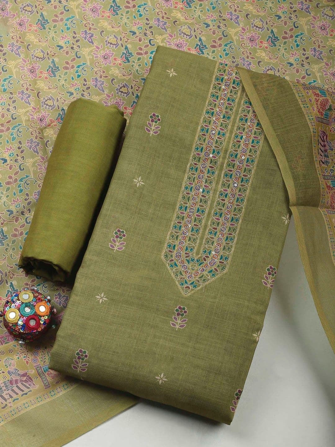 Meena Bazaar Printed Unstitched Dress Material - view 1
