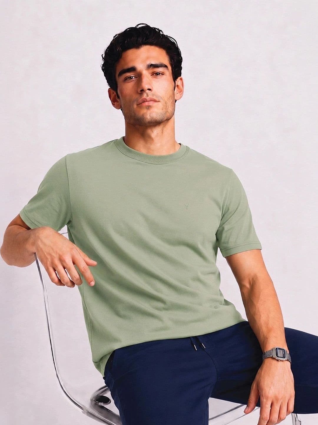 Van Heusen Innerwear Van Heusen Men Cotton Crew Neck Solid Regular Fit Soft Breathable Lounge Tshirt - view 1