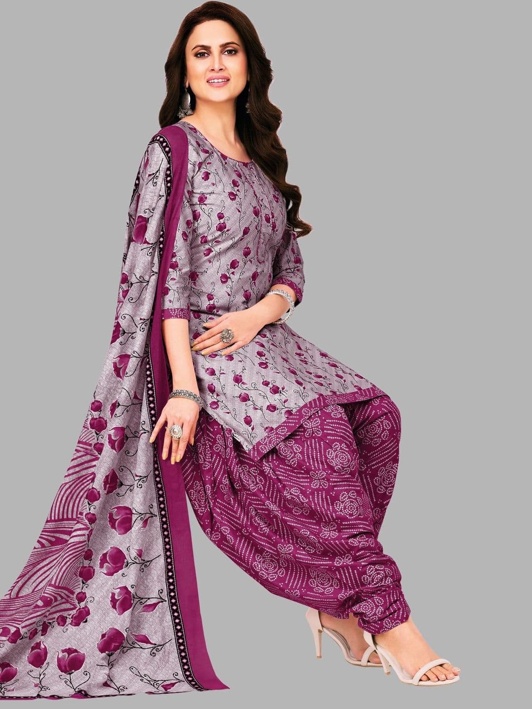 Simmu Printed Pure Cotton Unstitched Dress Material - view 1