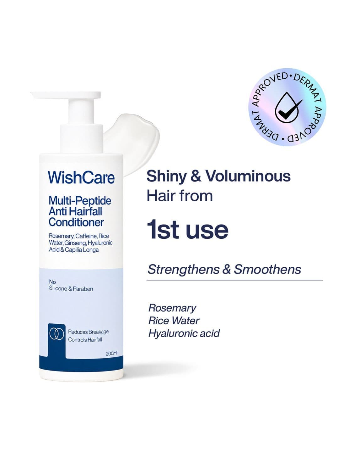 WishCare Anti - Hairfall Multi Peptide Rice Water Conditioner for Dry & Frizzy Hair- 200ml - view 1