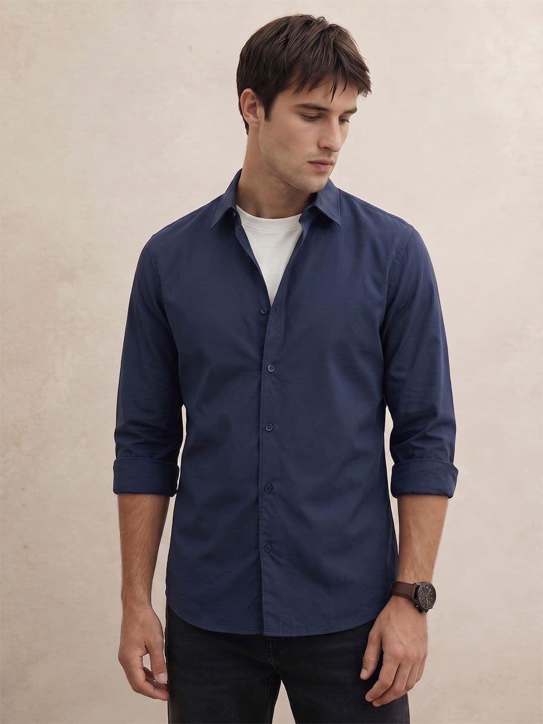 THE SHIRT CODE Spread Collar Casual Shirt - view 1