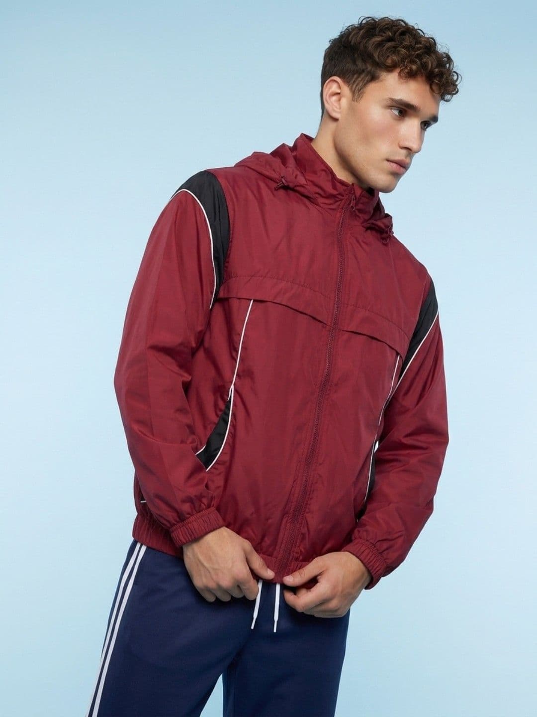 SPORT STREET by glitchez Men Colourblocked Acrylic Windcheater Woven Jacket - view 1