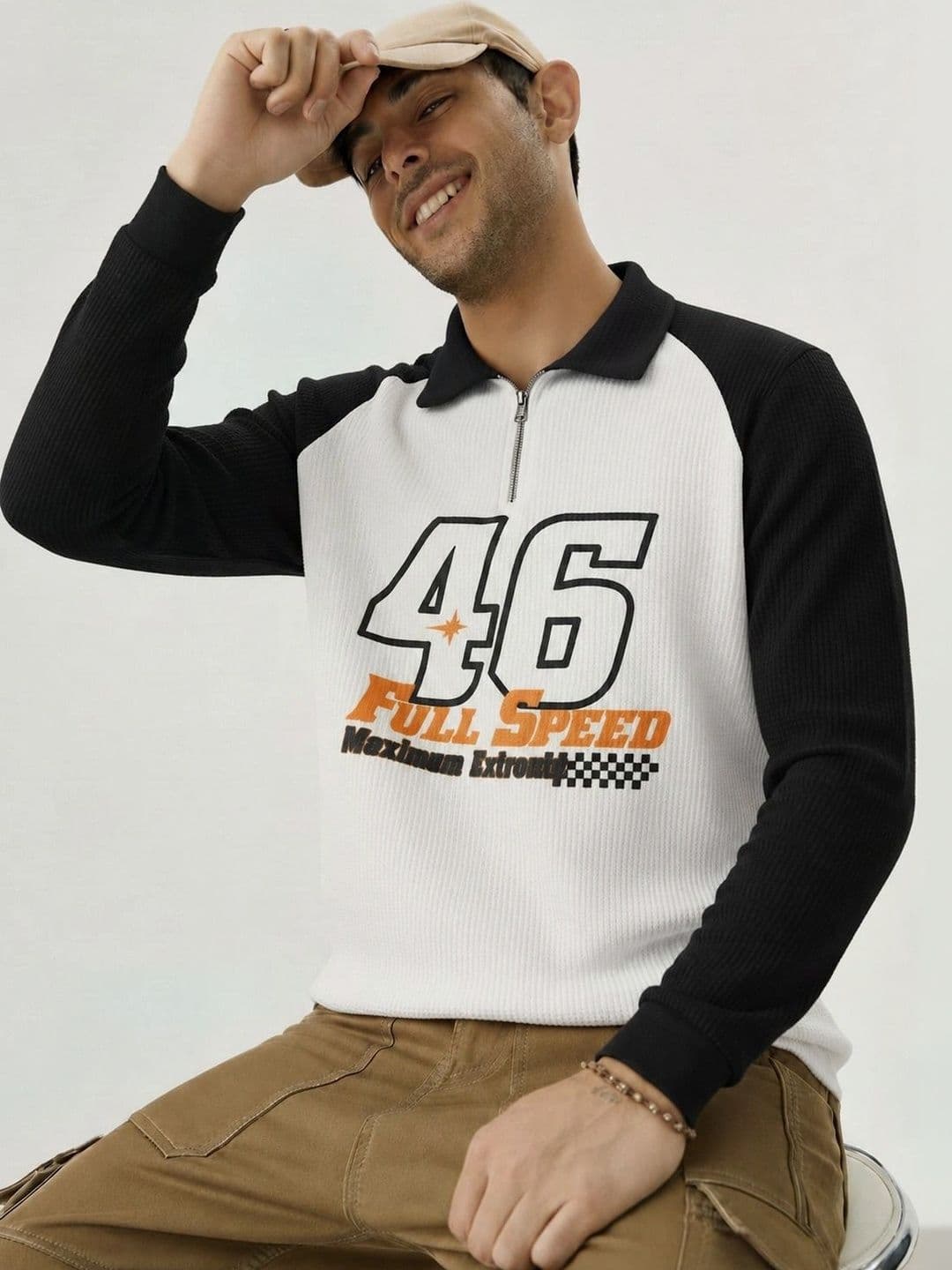 Mobox Men Typography Colourblocked Polo Collar T-shirt - view 1