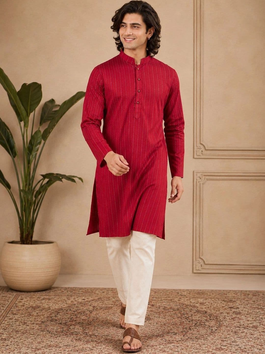 Anouk Men Striped Kurta - view 1