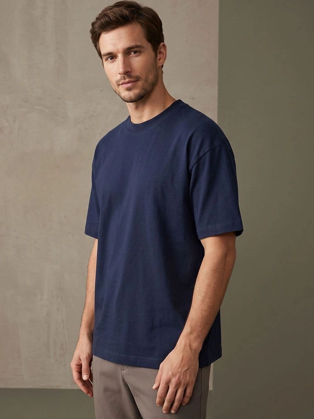 NOBERO Round Neck Short Sleeves Oversized Cotton T-shirt - view 1