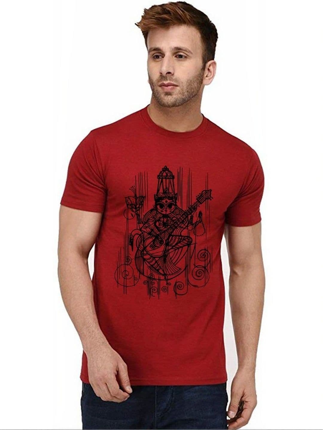 Aseria Graphic Printed Round Neck Short Sleeves Cotton Regular Fit T-shirt - view 1