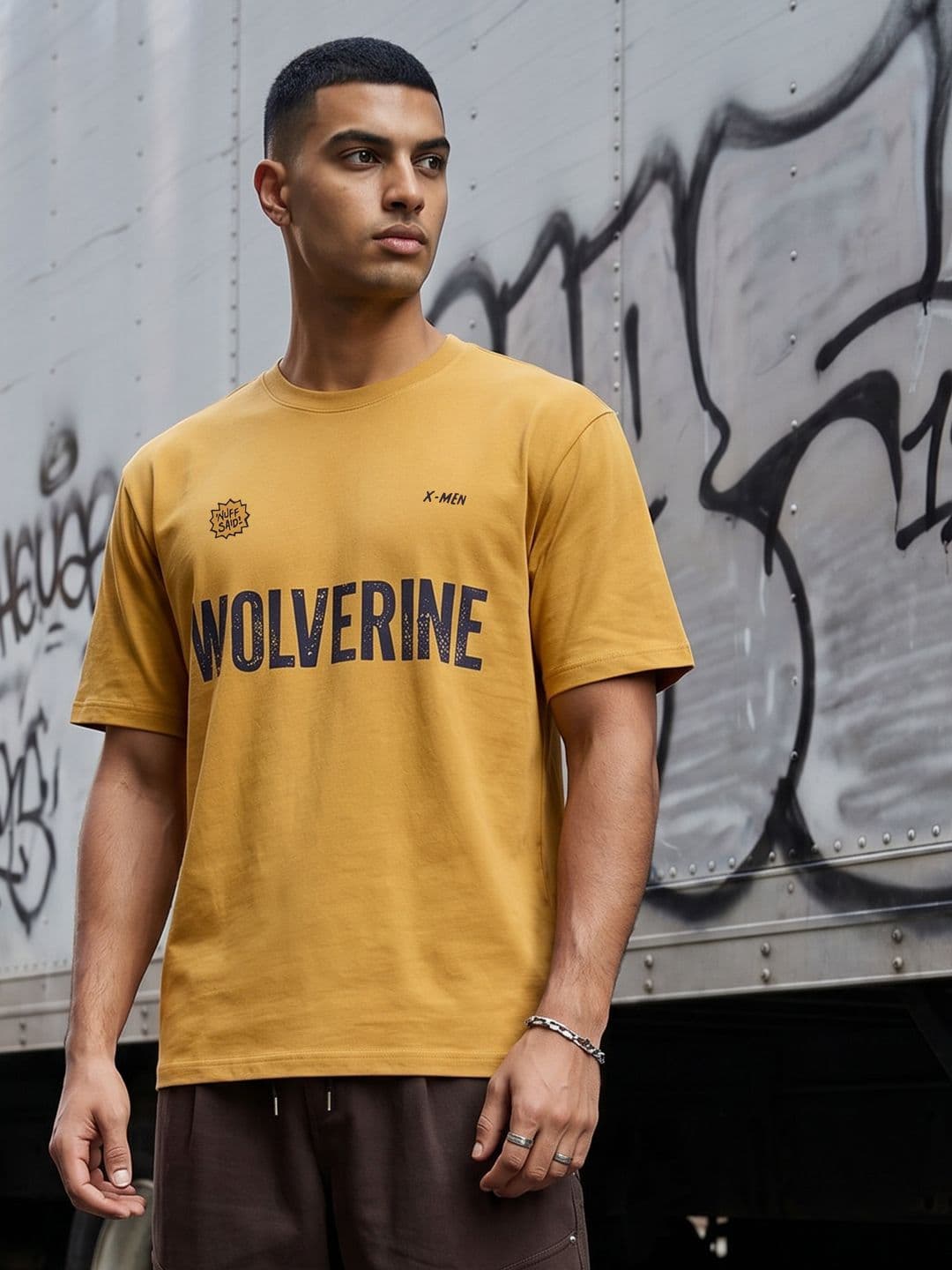 MARVEL STREET Oversized Wolverine Printed Pure Cotton T-shirt - view 1