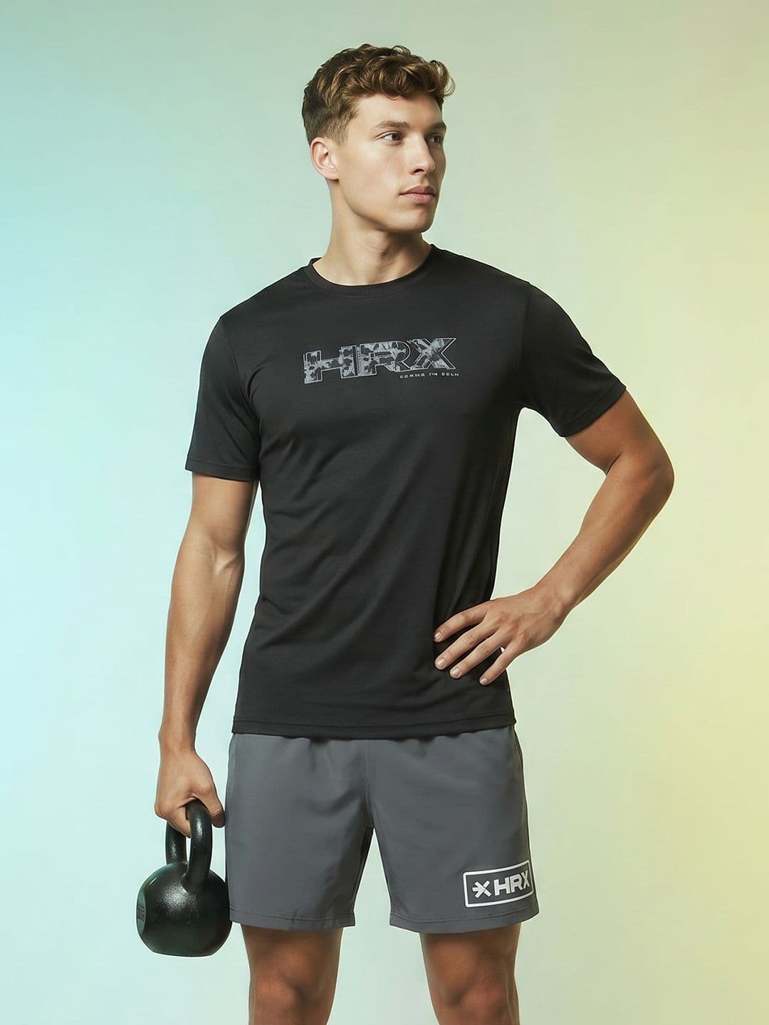 HRX by Hrithik Roshan Brand Logo Printed Rapid Dry Training T-shirt - view 1