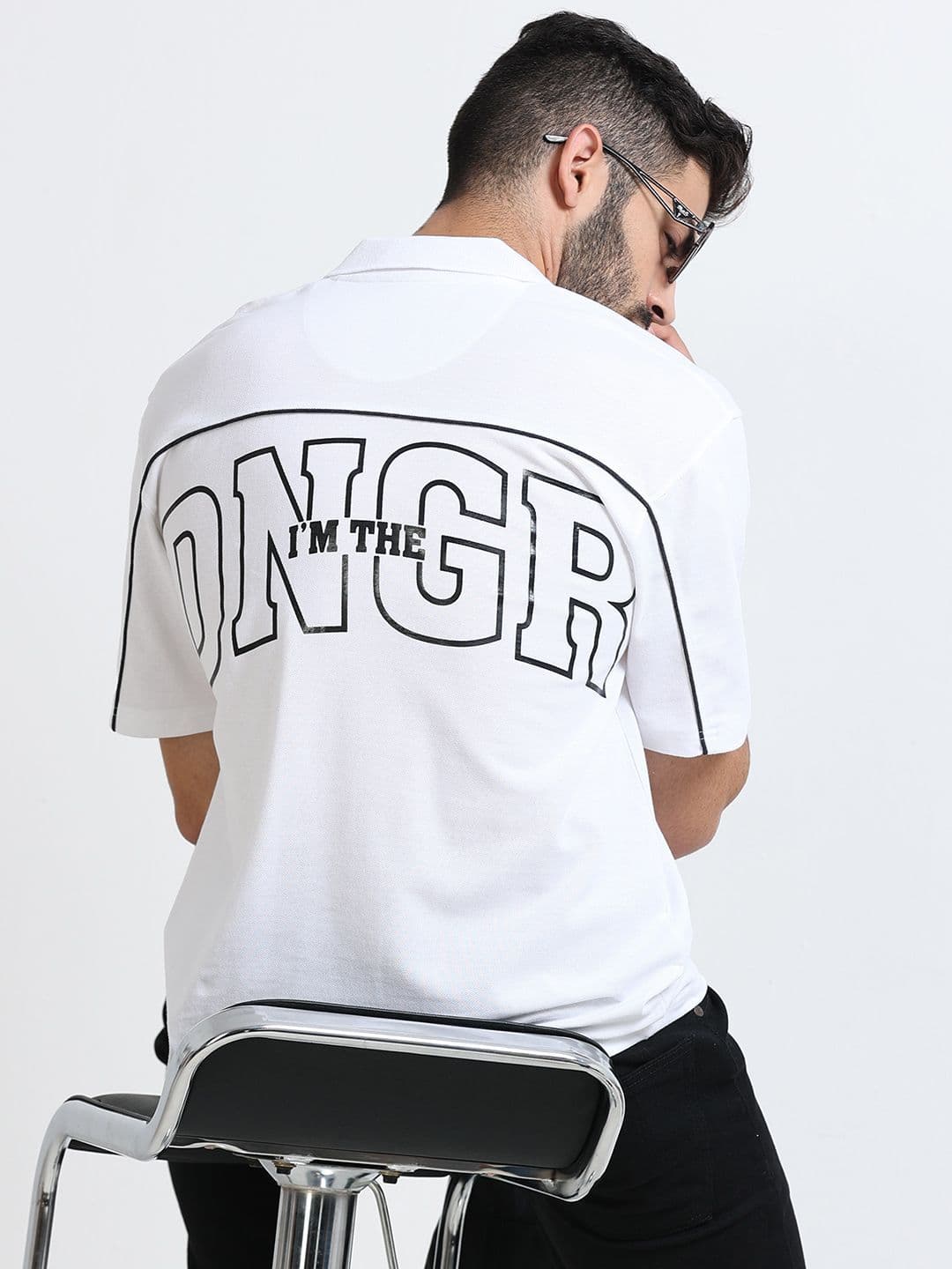 glitchez Men Typography Printed Polo Collar T-shirt - view 1