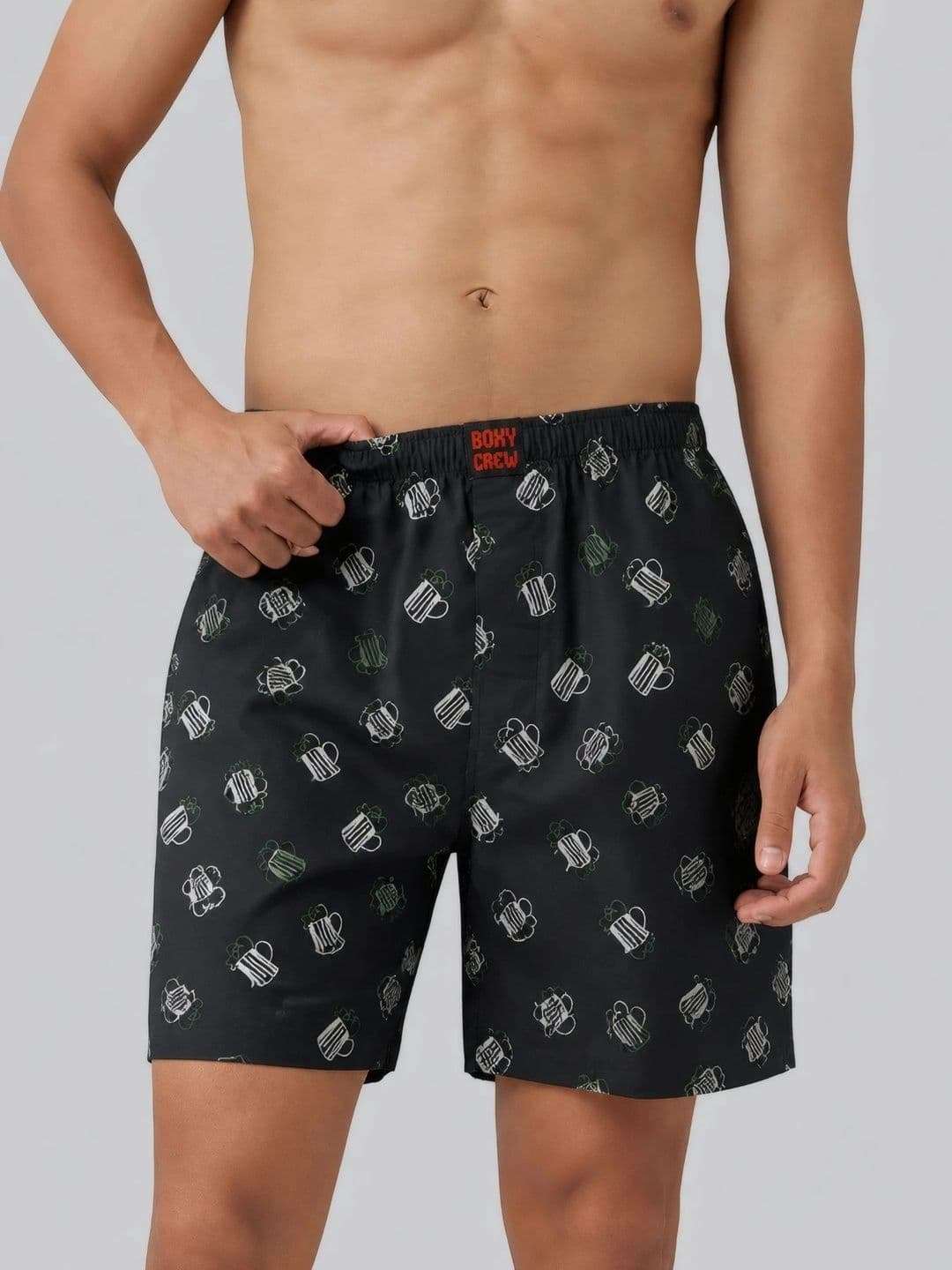 Boxy Crew Mid-Rise Printed Pure Cotton Inner-Elasticated Boxers - view 1