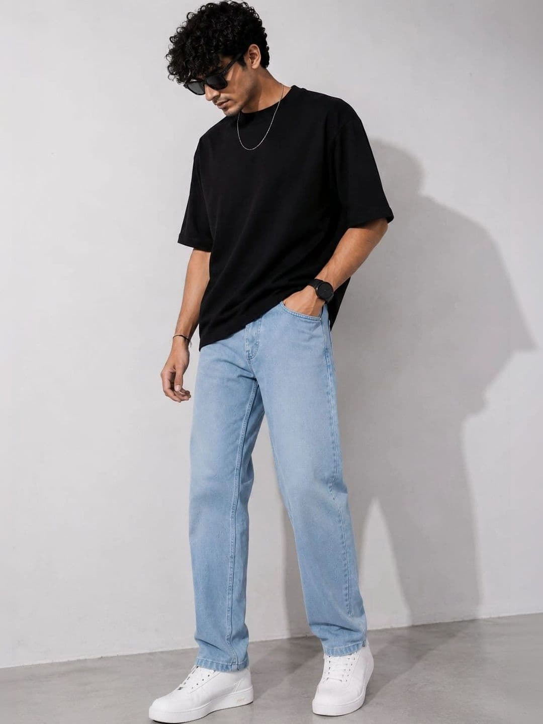 Dot Badges Men No Fade Denim Mid-Rise Mom Fit Jeans - view 1