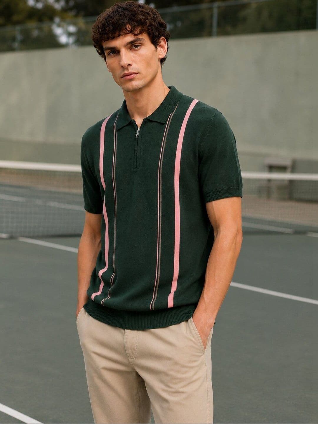 MOHICANS Men Striped Polo Collar T-shirt - view 1