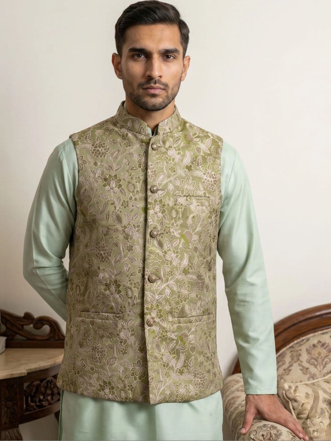 Jompers Embroidered Woven Nehru Jackets - view 1