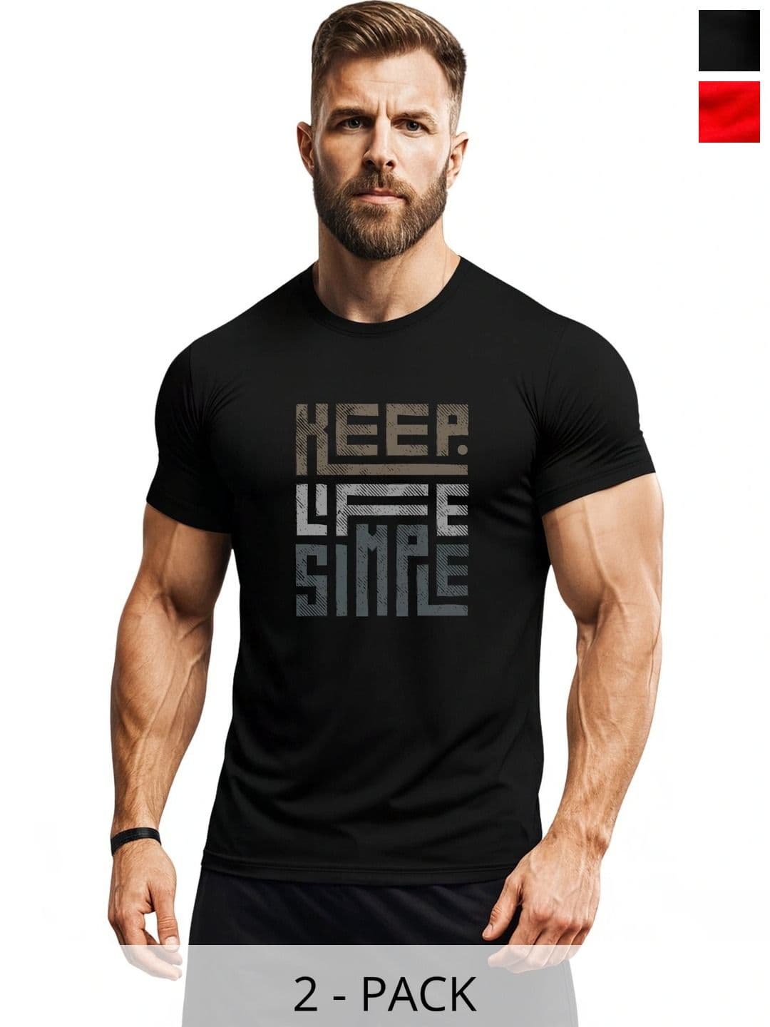 3Colors Men Typography 2 Printed Moisture Wicking T-shirt - view 1