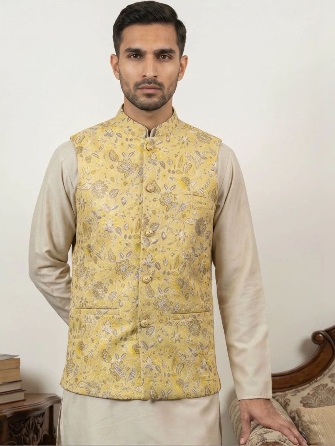 Jompers Woven Design Woven Nehru Jackets - view 1