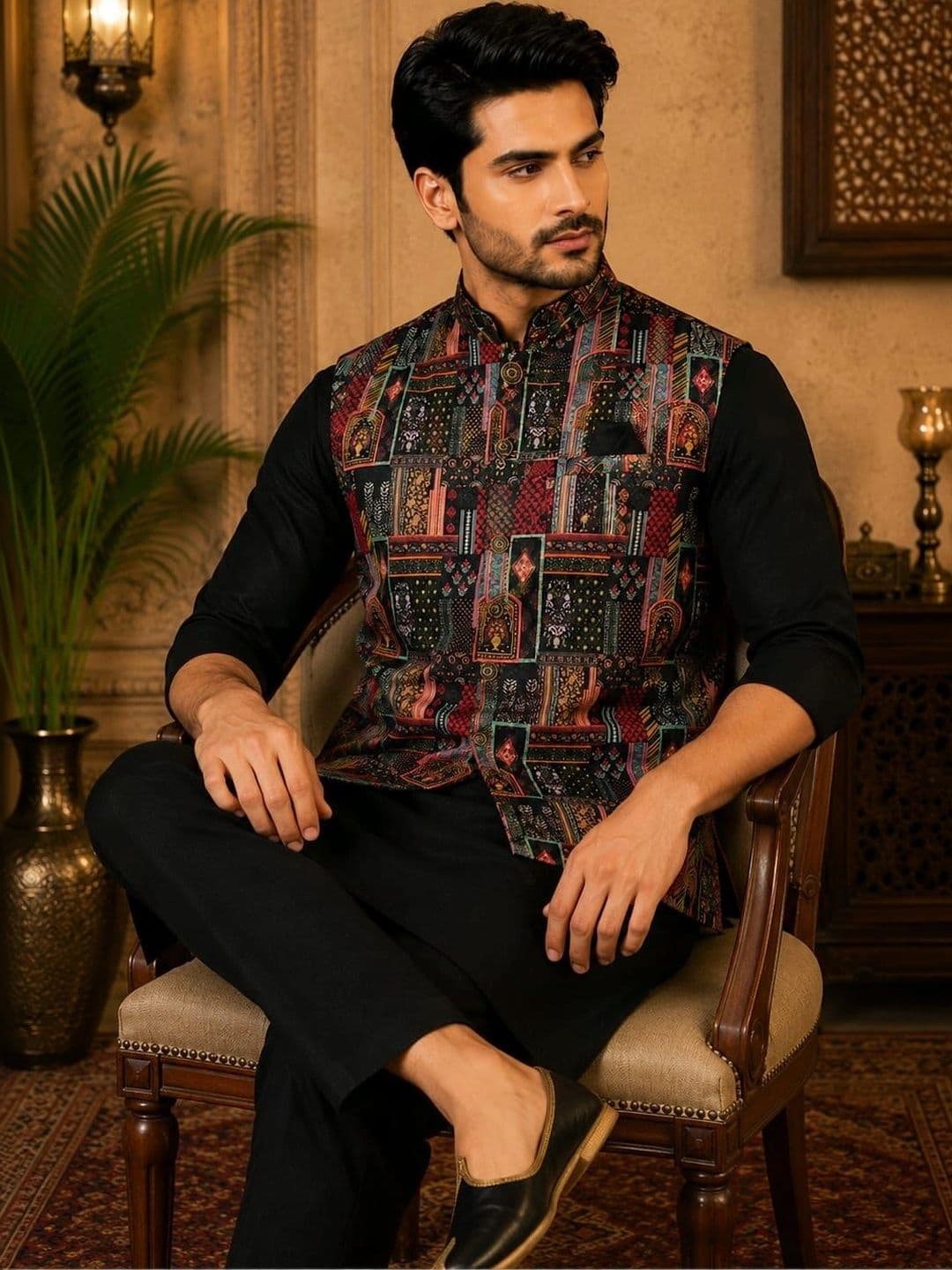 WANAS Printed Brocade Nehru Jackets - view 1
