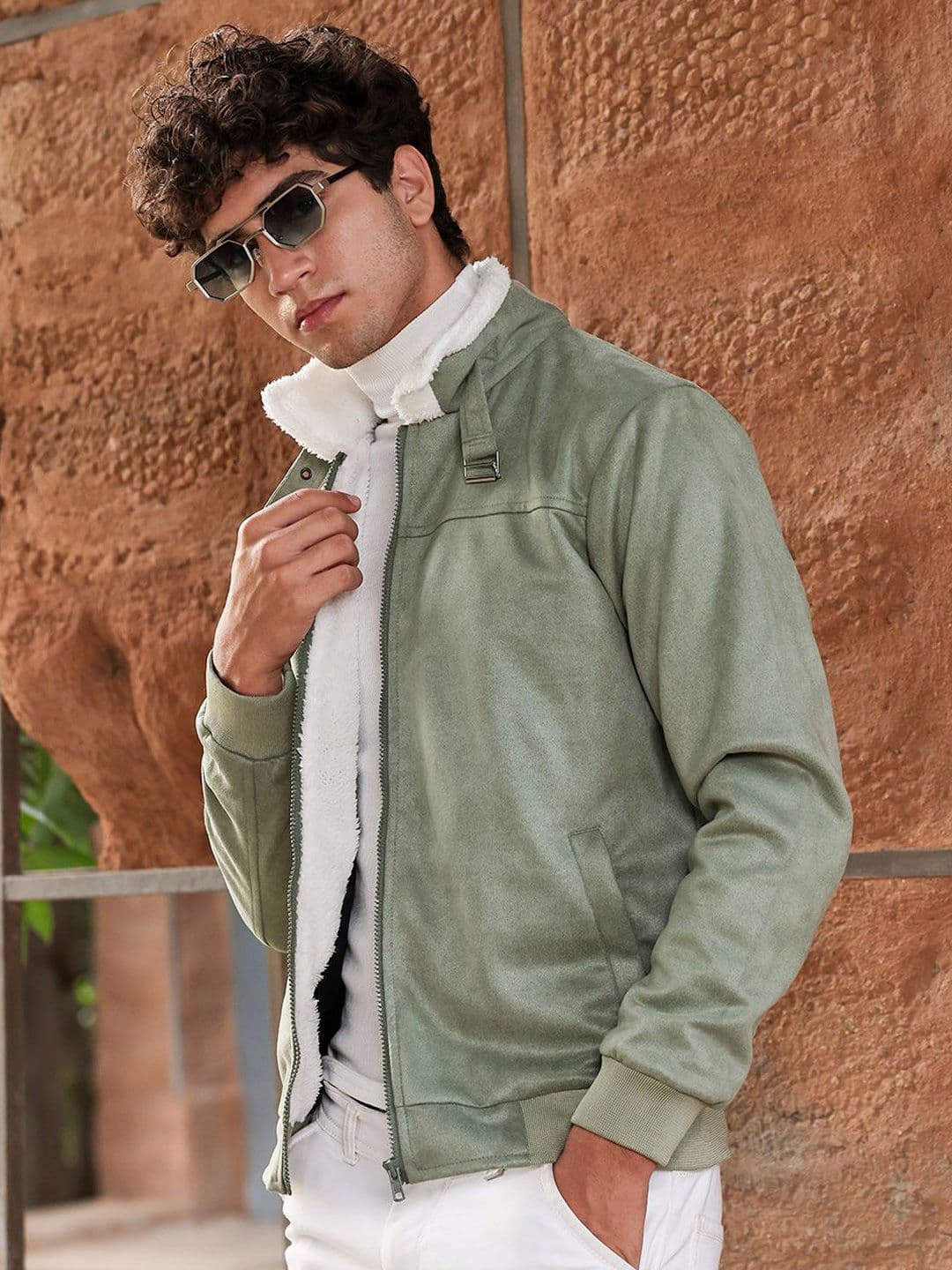 CAHOOT Spread Collar Suede Lightweight Bomber Jacket - view 1