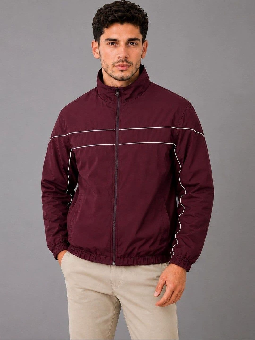 JKT Men Striped Lightweight Training or Gym Sporty Jacket - view 1