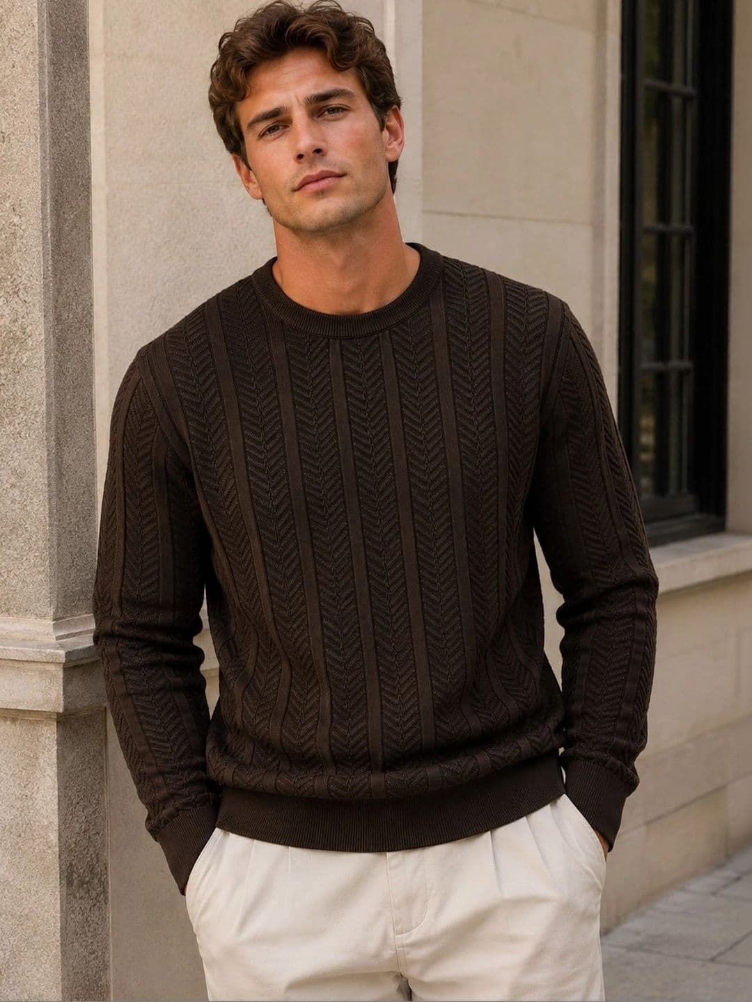 Moda Rapido Men Cable Knit Pullover - view 1