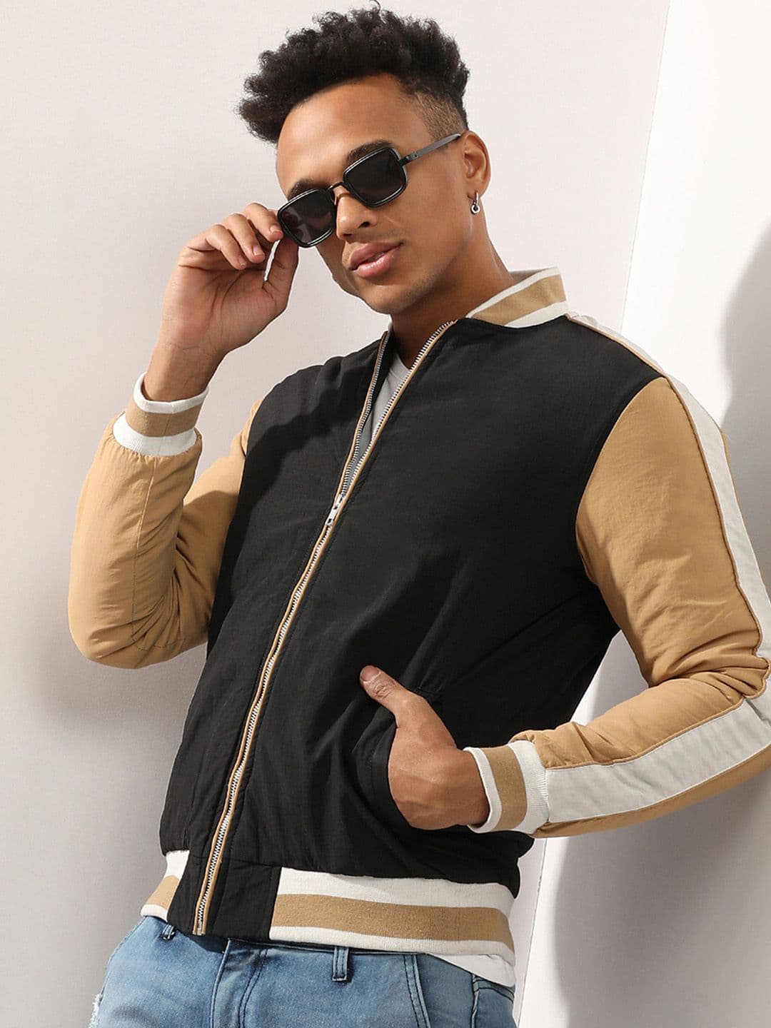 CAHOOT Men Multicoloured Colourblocked Windcheater Crop Outdoor Bomber Jacket - view 1