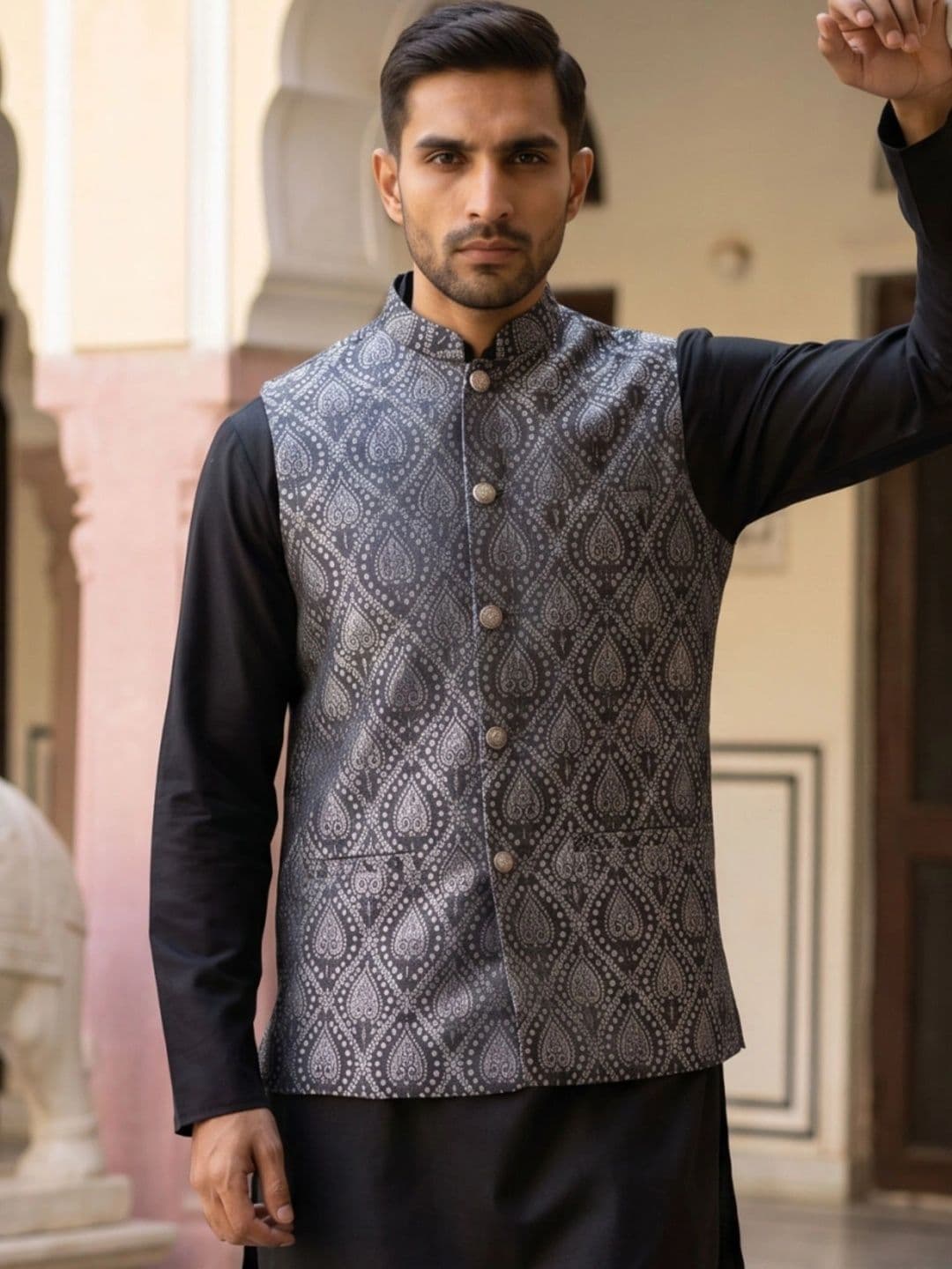 Jompers Woven Design Nehru Jackets - view 1