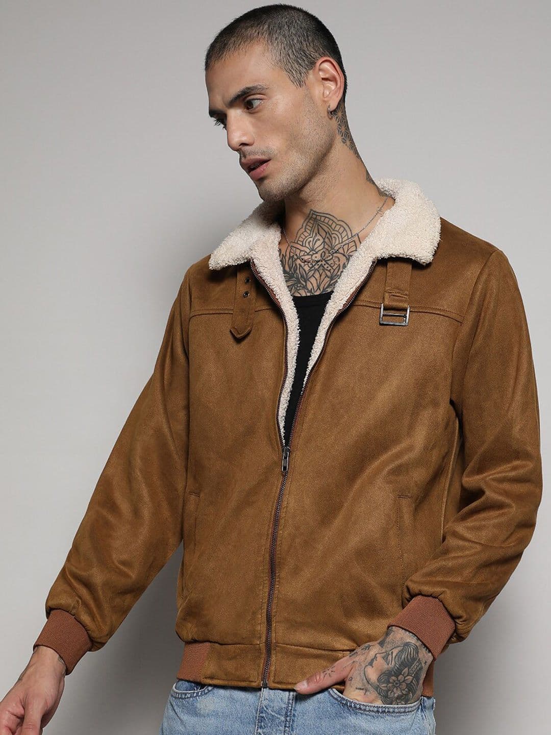 CAHOOT Brown Suede Windcheater Bomber Jacket - view 1