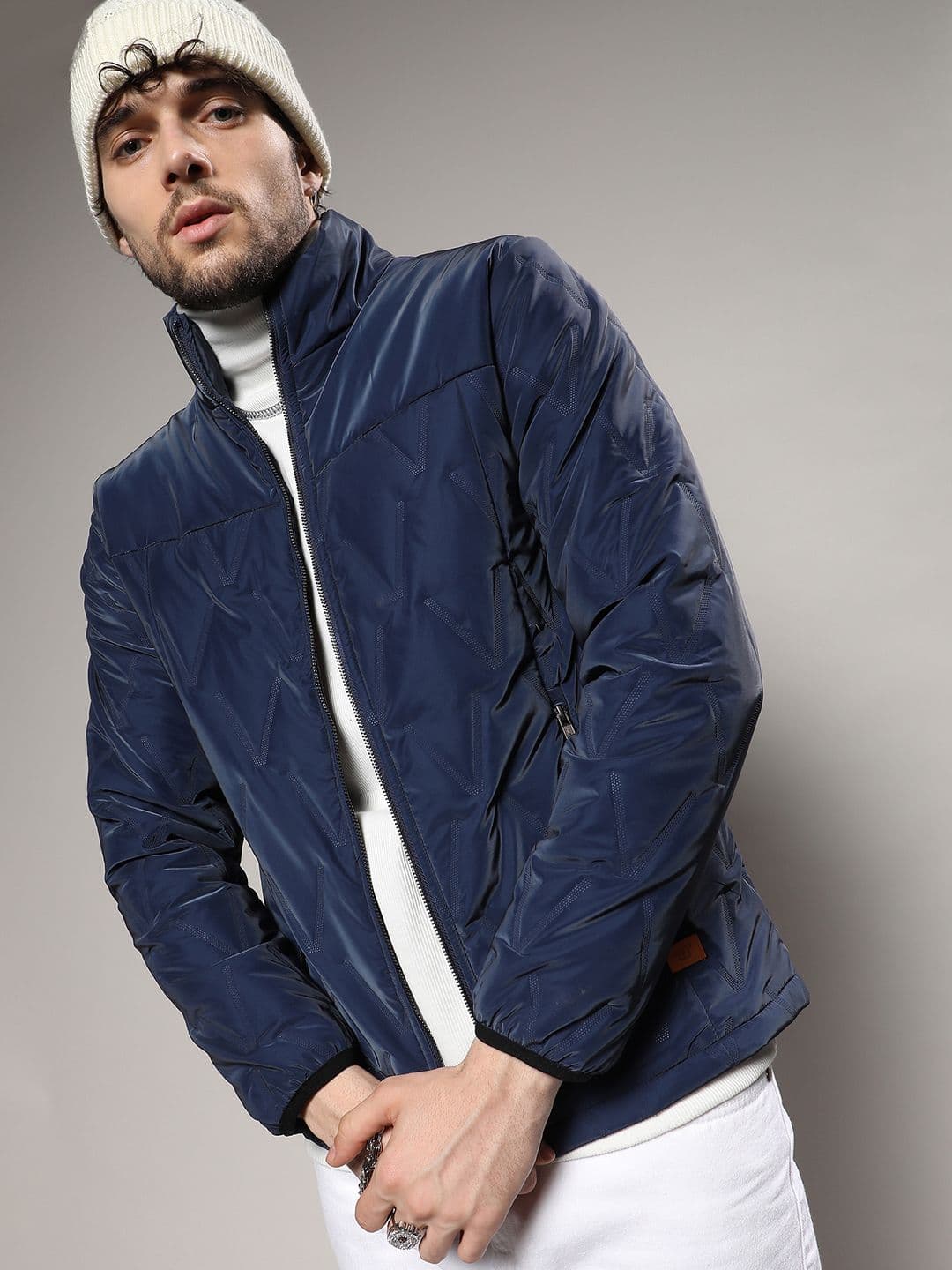 CAHOOT Navy Blue Windcheater Biker Jacket - view 1