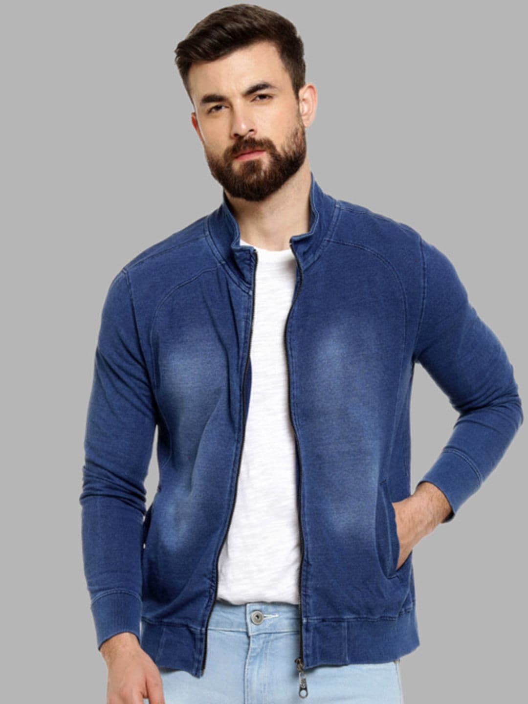 CAHOOT Men Blue Cotton Washed Windcheater Outdoor Sporty Jacket - view 1