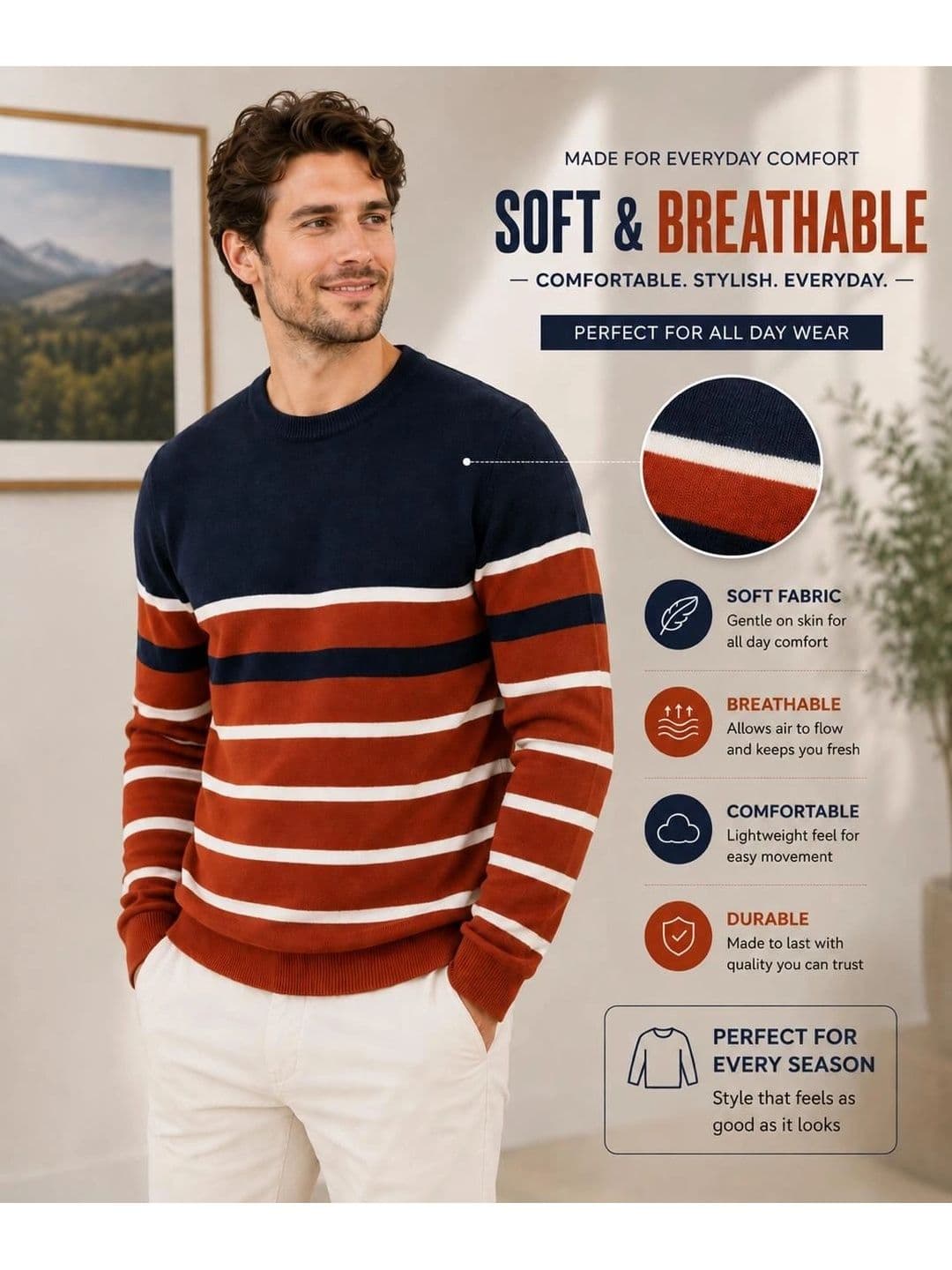 Moda Rapido Men Striped Pullover - view 1